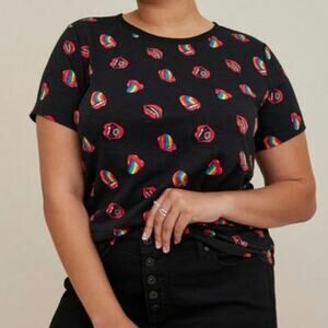 NWT Torrid Pride Lips Vintage Super Soft Slub Crew Neck Tee